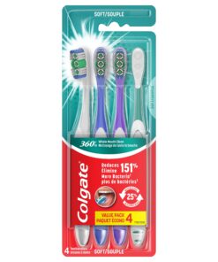Colgate 360 Whole Mouth Clean Soft Toothbrush for Adults - 4 Pack