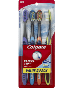Colgate Total Advanced 360 Toothbrush with Floss Tip Bristles, Soft 435 - Value 4 Pack